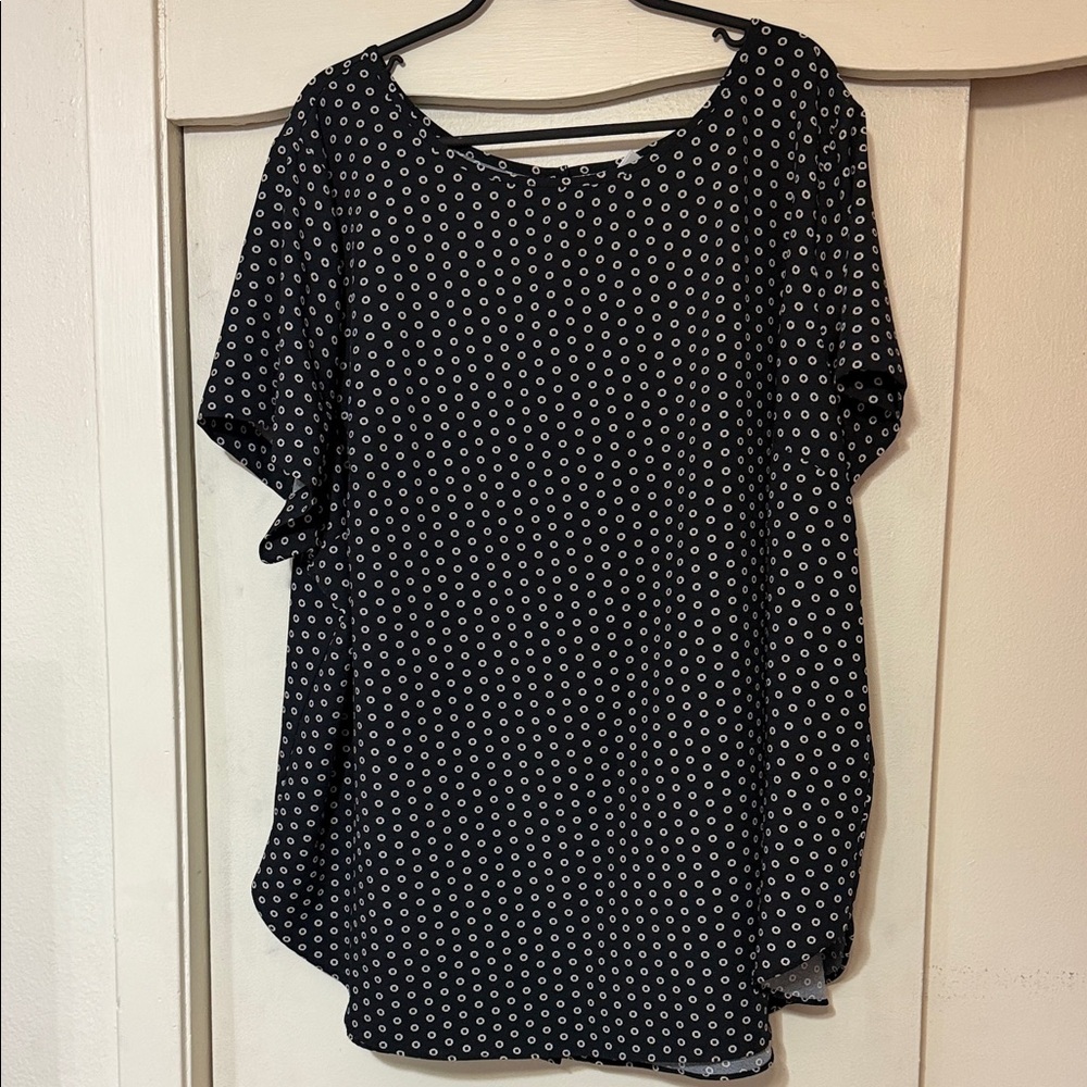 Ava Viv Women 3XL Black and White Polka Dot Women's Top